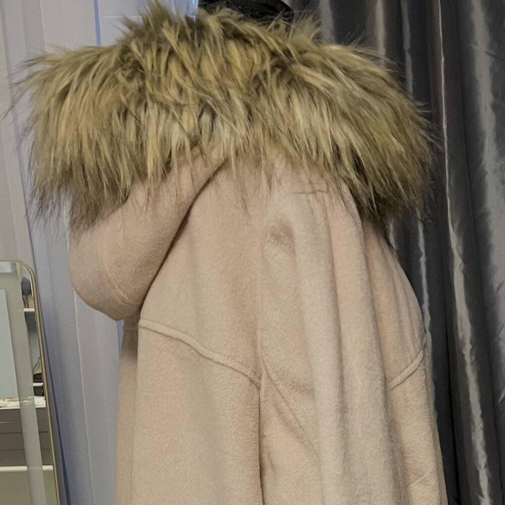 Lane Bryant Blush Pink Hooded Coat with Faux Fur Trim | Size 22/24 | Cozy Elegan - Picture 2 of 5